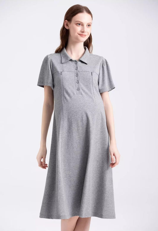 Short Sleeve A-Line Nursing Dress