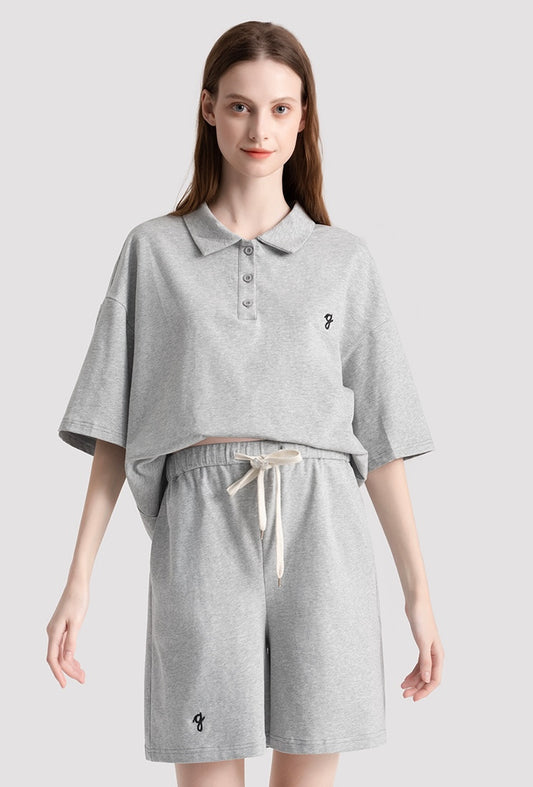 Casual Maternity Short Sleeve Two-Piece Grey