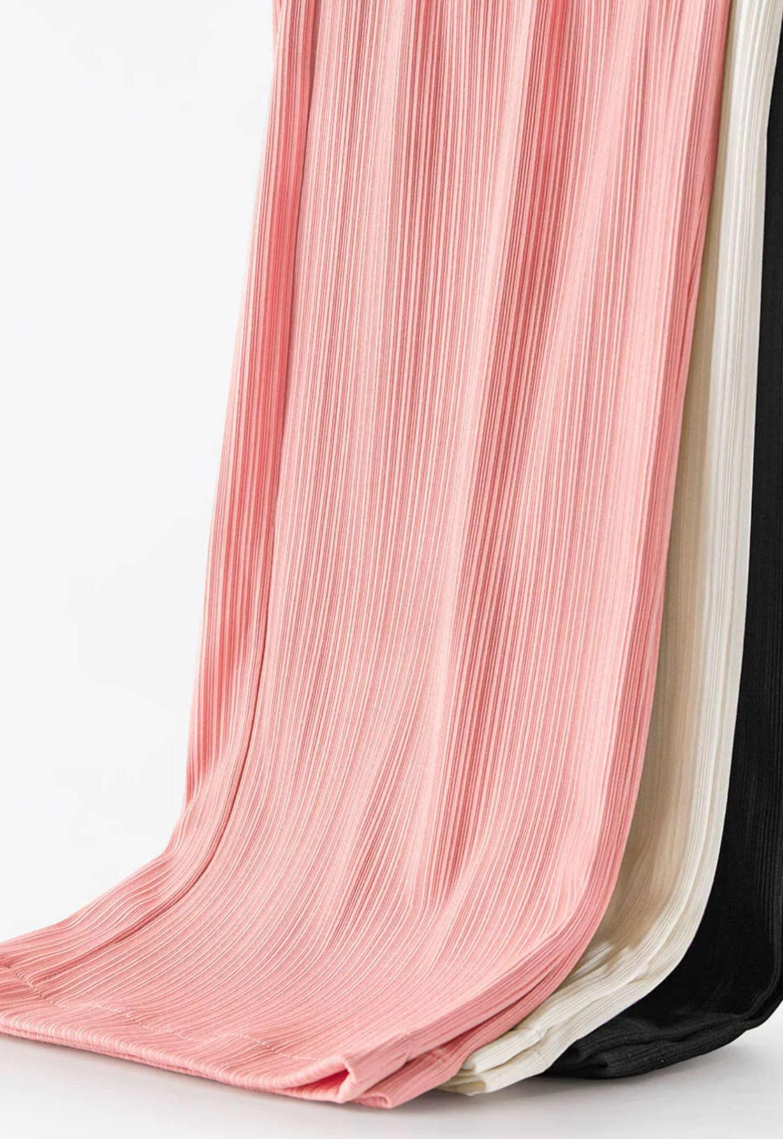 Wide Leg Crossover Waist Cotton Silk Pants Pink