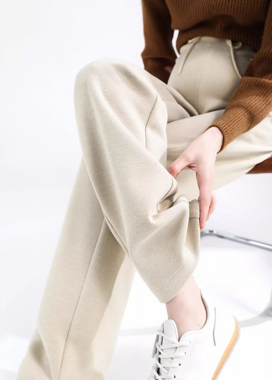 Velvet-Lined Maternity Palazzo Pants Off White