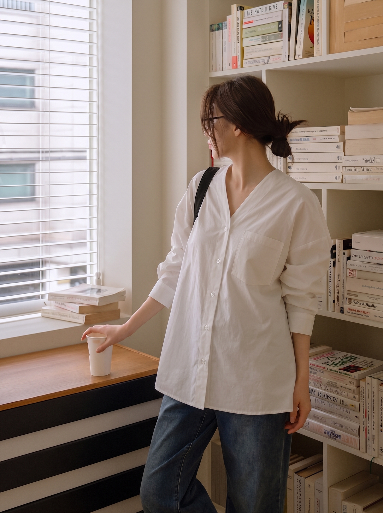 V-Neck Cotton Maternity Blouse