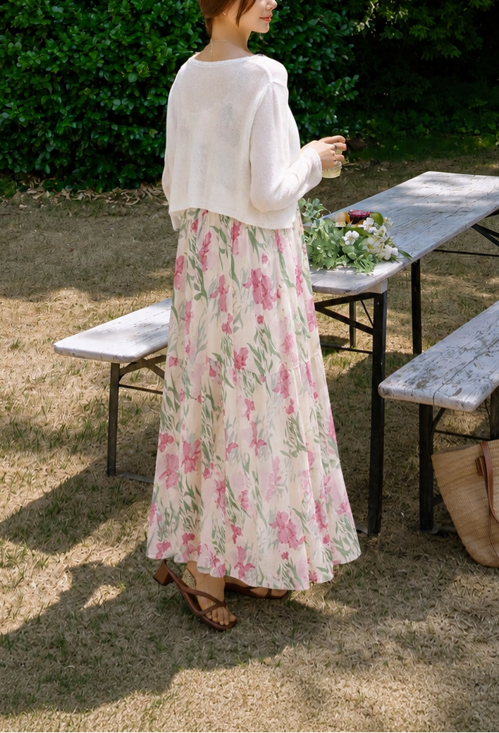 Blossom Maxi - Floral Sundress & Cardigan Set