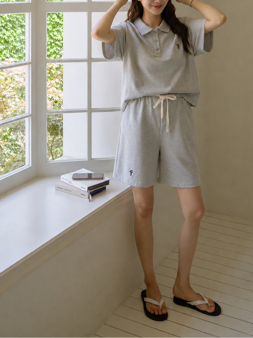 Casual Maternity Short Sleeve Two-Piece Grey