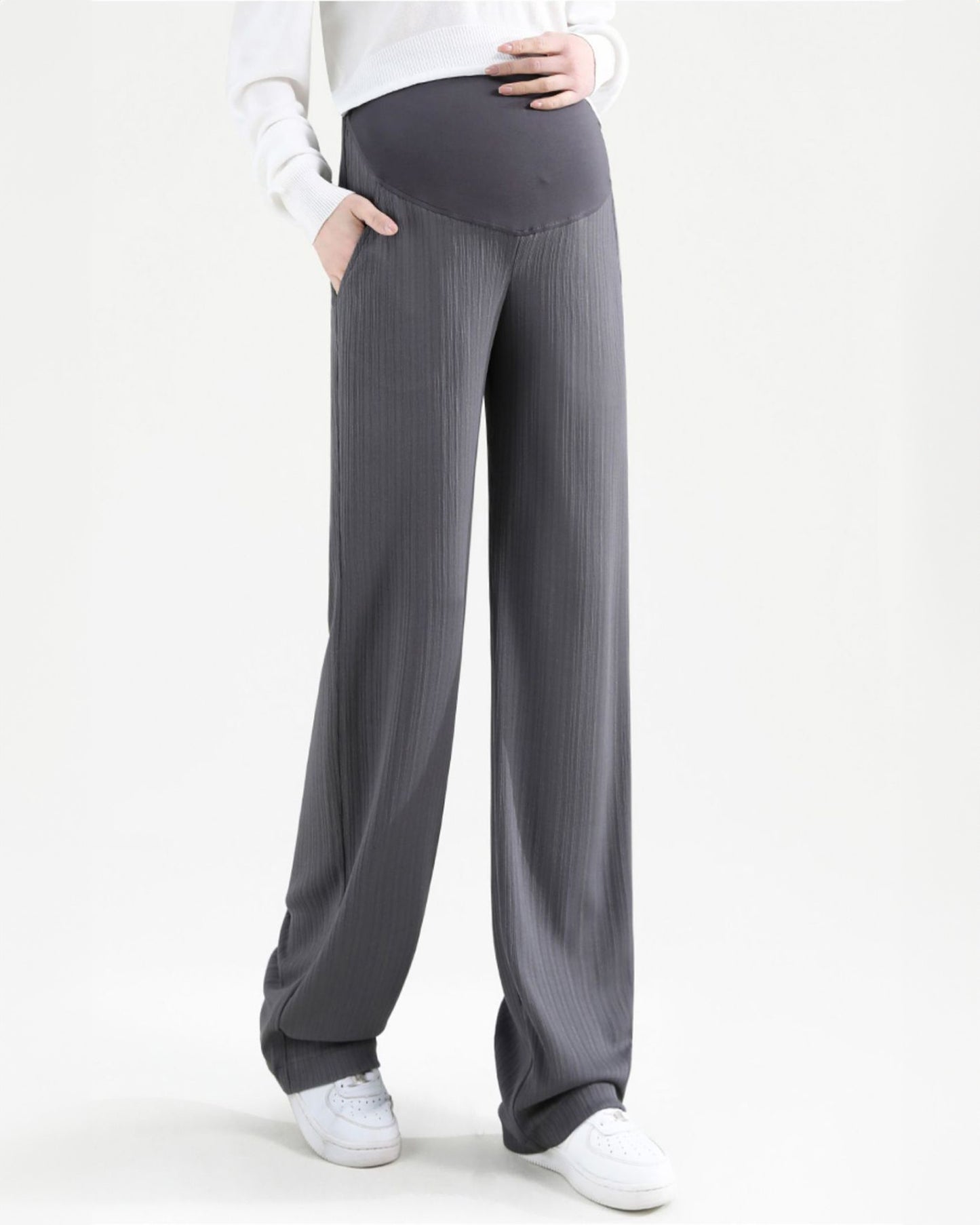 Over Bump Straight Leg Cotton Silk Pants