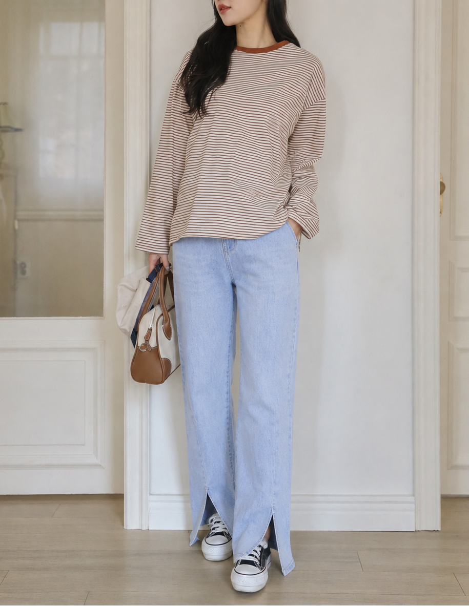 Front Slit Jeans Cool Summer