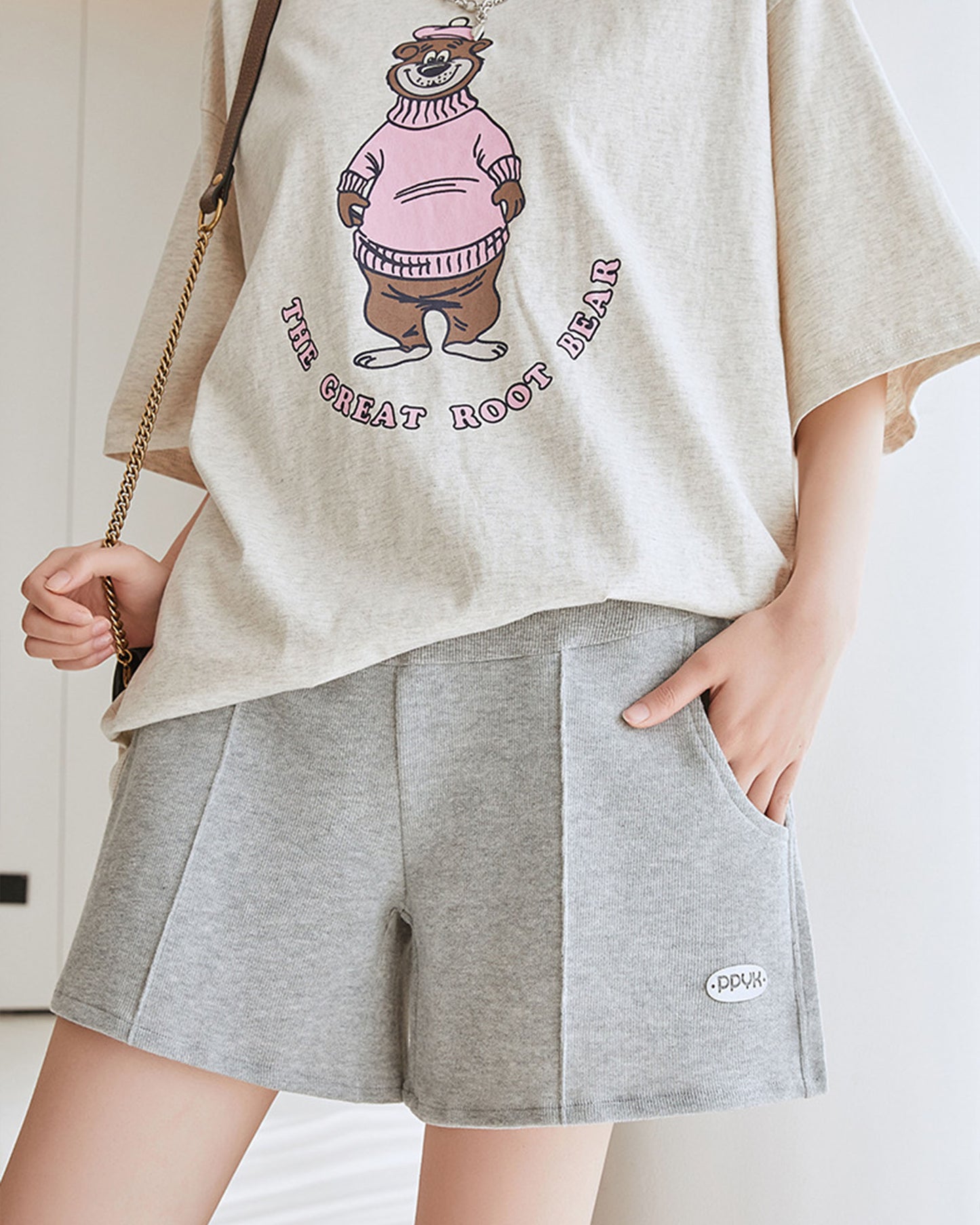 Causal Cotton Ribbed Shorts