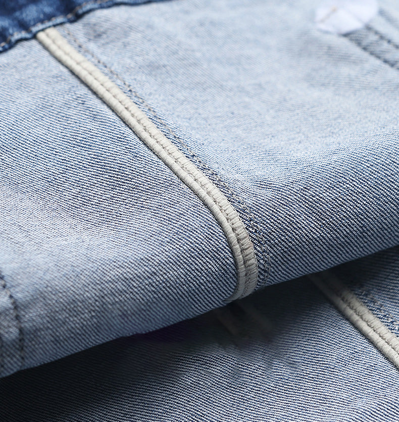 Blue Grey Loose Fit Straight Overalls