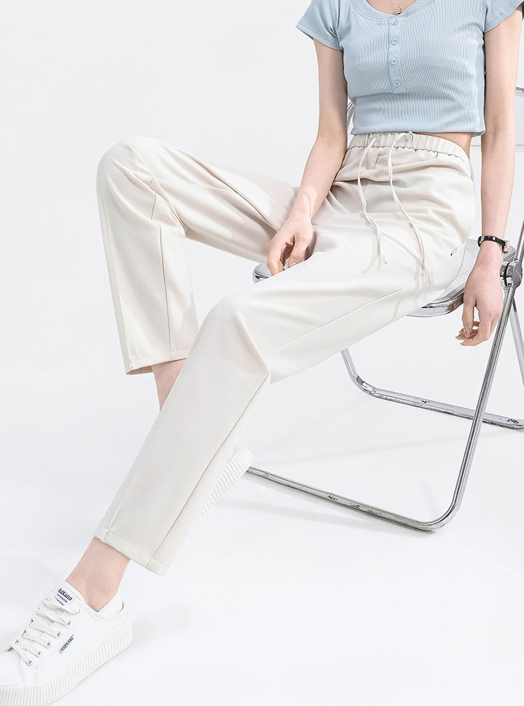 Loose-Fit Drawstring Straight-Leg Pants