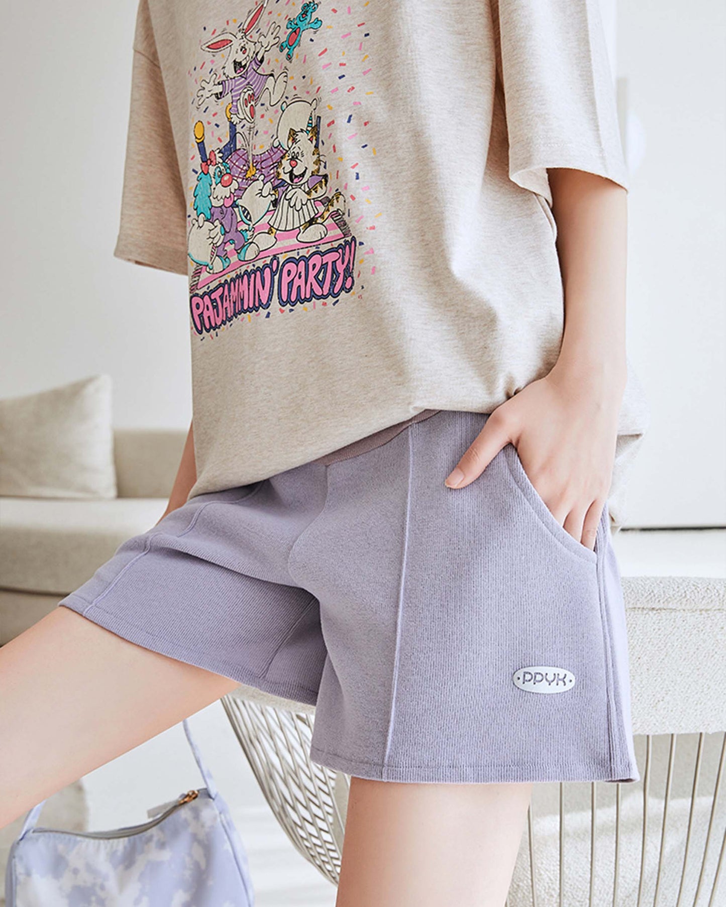 Causal Cotton Ribbed Shorts