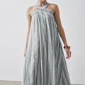 Solene Cross-Neck Linen Maxi Dress