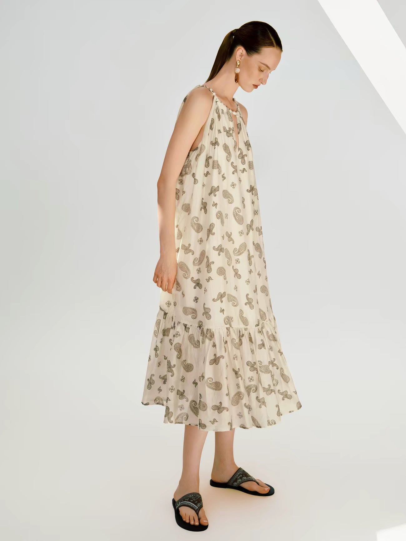 Freya Paisley Tie-Neck Maxi Dress