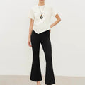 Split-Hem Flared Cropped Trousers