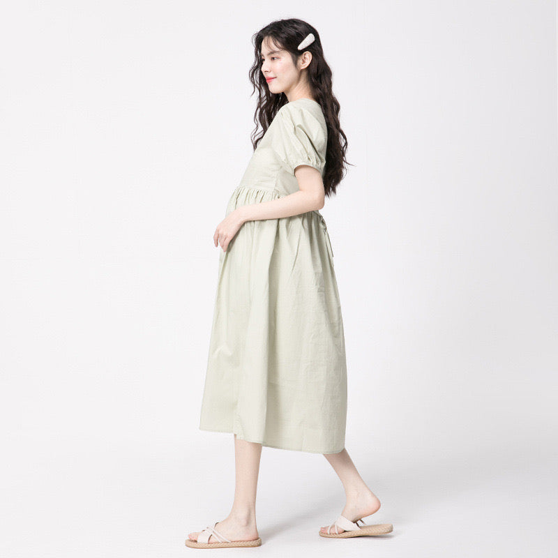 Summer Loose Puff Sleeve Midi Dress