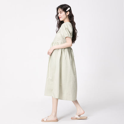 Summer Loose Puff Sleeve Midi Dress