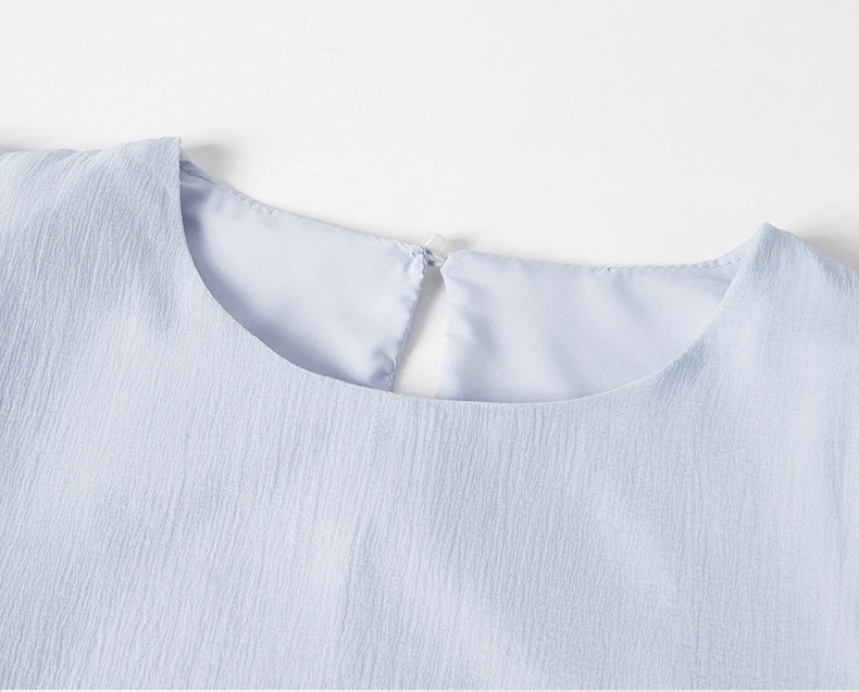 Round-Neck Loose Chiffon Midi Dress