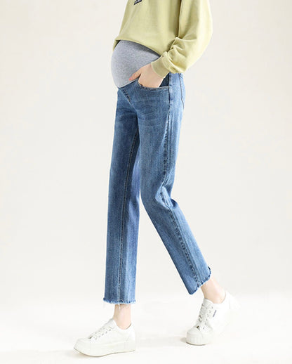 Straight Leg Denim with Raw Cut