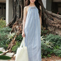 Aster Beaded-Neck Cotton Maxi Dress
