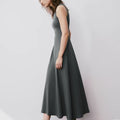 Arden Stretch-Cotton Maxi Dress Charcoal