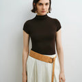 Tessa Modal Mock-Neck Top Deep Brown