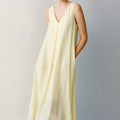 Elara V-Neck Midi Dress Cream