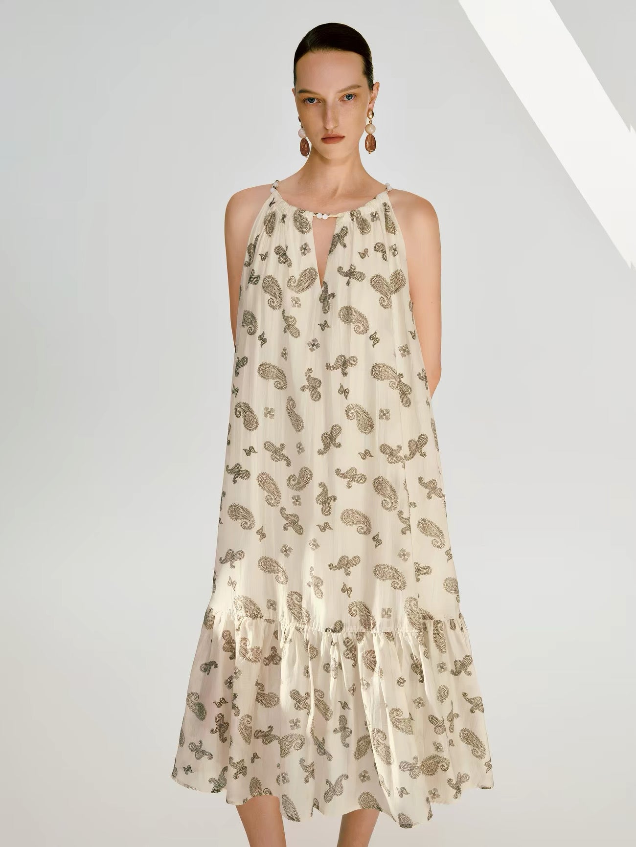 Freya Paisley Tie-Neck Maxi Dress