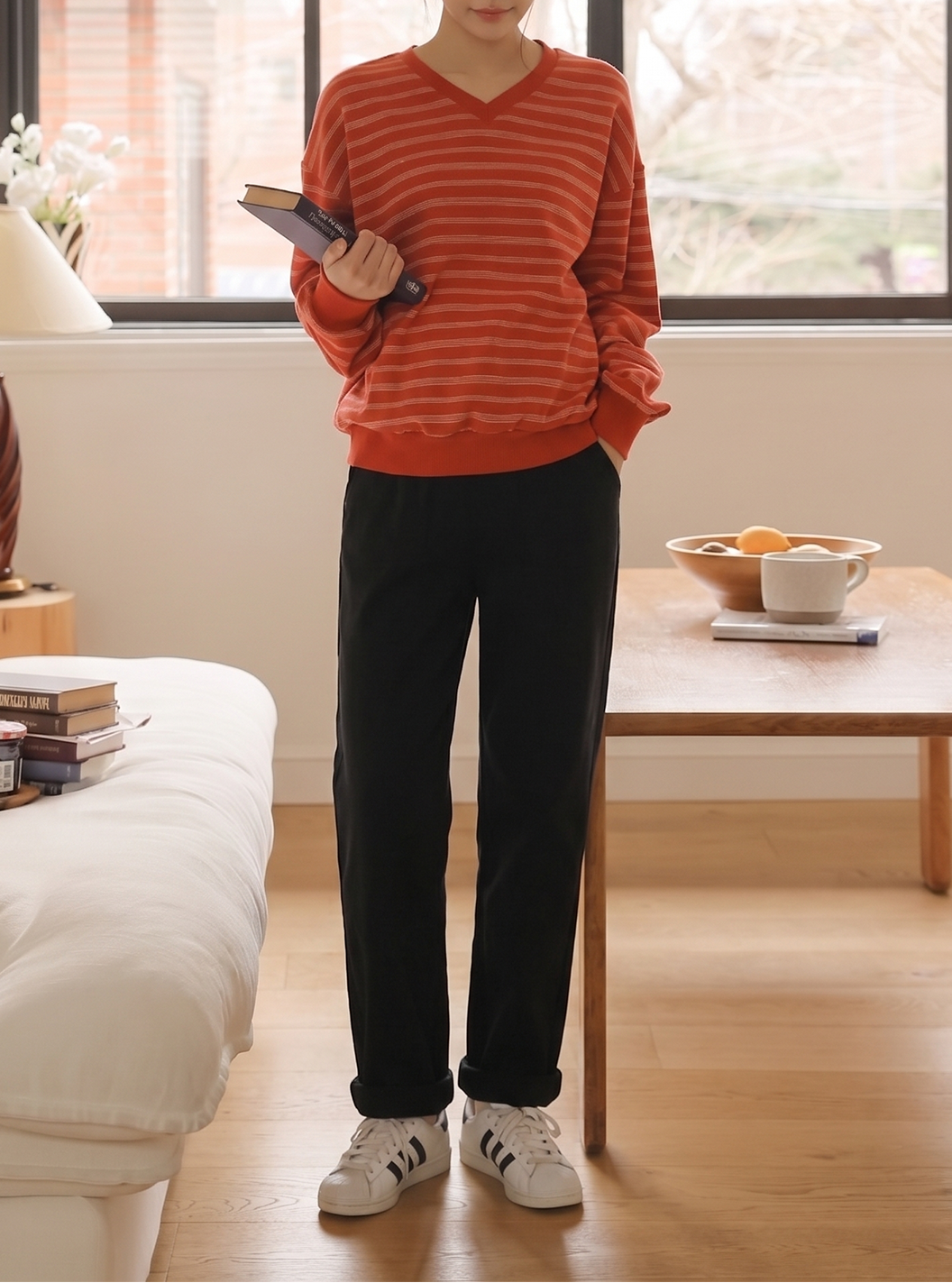 Black Velvet-Lined Maternity Tapered Trousers