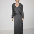 Mira Tie-Waist Dress & Cardigan Set Dark Grey