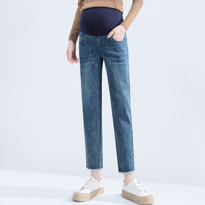 Straight Leg Denim with Raw Cut