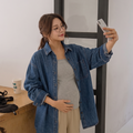 Casual Loose-Fit Maternity Denim Shirt