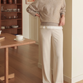 Chenille Maternity Palazzo Pants Beige