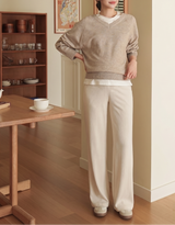 Chenille Maternity Palazzo Pants Beige