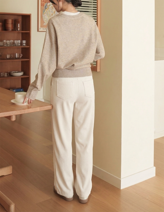 Chenille Maternity Palazzo Pants Beige