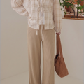 Chenille Maternity Palazzo Pants Light Coffee