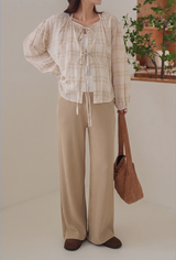 Chenille Maternity Palazzo Pants Light Coffee