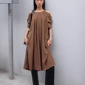 Amara Cold-Shoulder Midi Dress Deep Red Brown