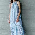 Eira Gathered-Neck Lyocell Maxi Dress