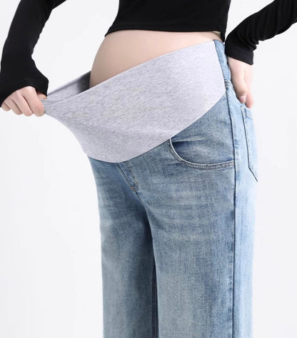 Light Blue Cropped Maternity Jeans