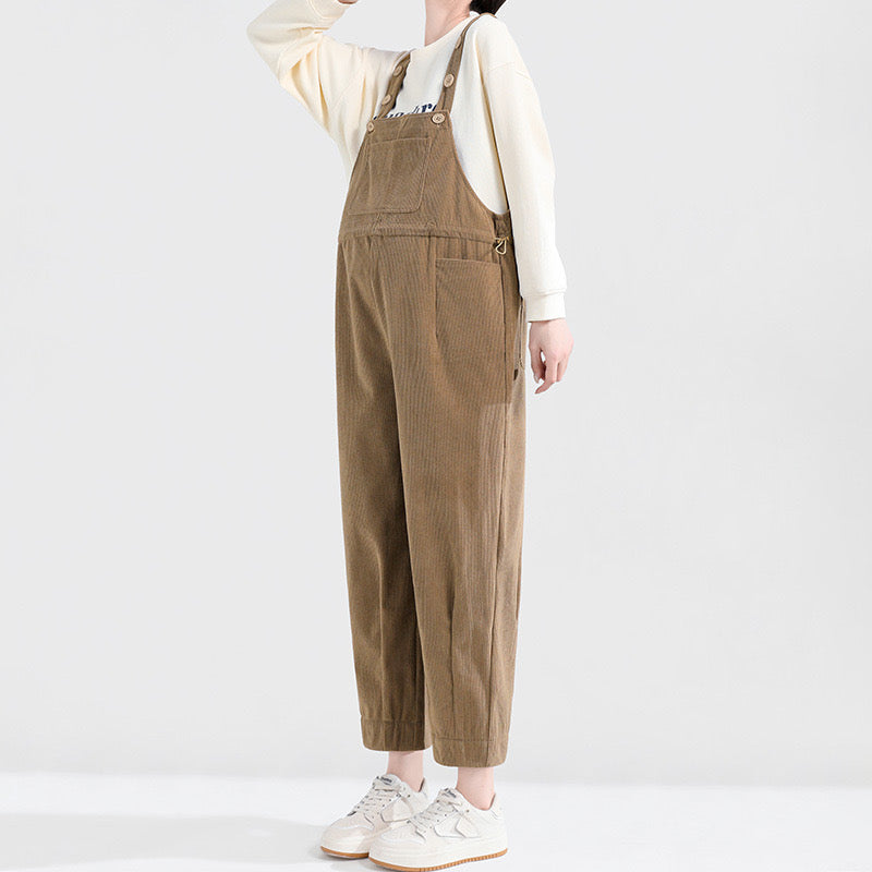 Petite Maternity Corduroy Overalls Khaki