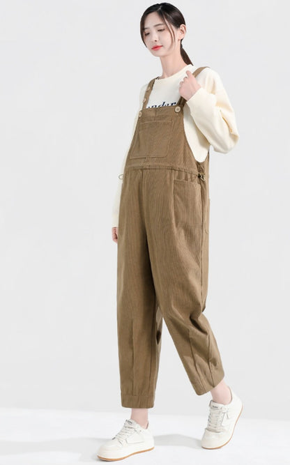 Petite Maternity Corduroy Overalls Khaki