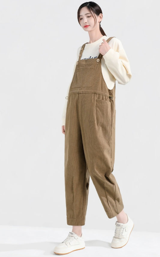 Petite Maternity Corduroy Overalls Khaki