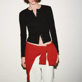 Maren Stretch-Cotton Button Top Black