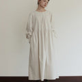 Autumn Round Neck Cotton A-line Maxi Dress