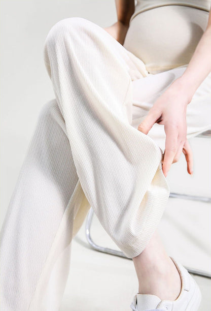 Over Bump Straight Leg Cotton Silk Pants Off White