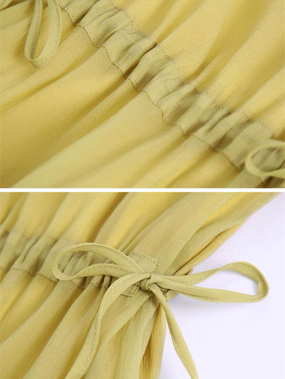 Round-Neck Loose Chiffon Midi Dress