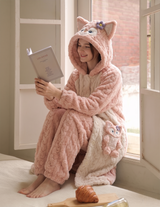 LinaBell White Fleece Fluffy Fuzzy Warm Pyjama Set