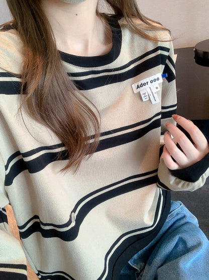 ADER EOFFOR Khaki Striped Long Sleeve T-Shirt
