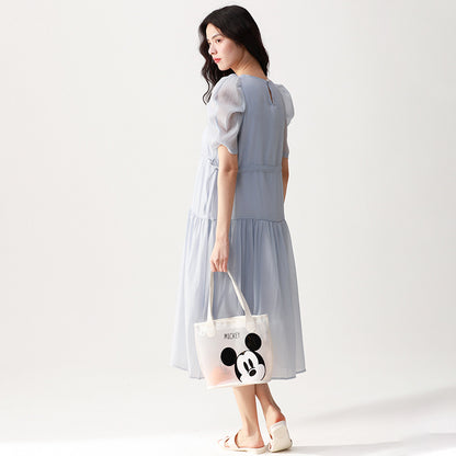 Round-Neck Loose Chiffon Midi Dress