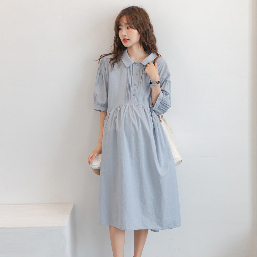 Breezy Blue Maternity Midi Dress