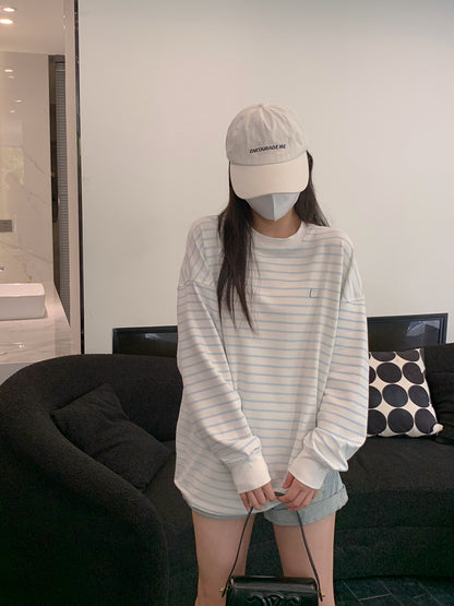 ADER EOFFOR Blue and White Striped Long Sleeve T-Shirt