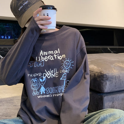 WE11DONE Alien Doodle Oversized Long Sleeve T-Shirt